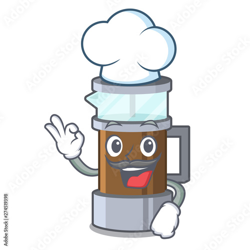 Chef french press in the mascot shape
