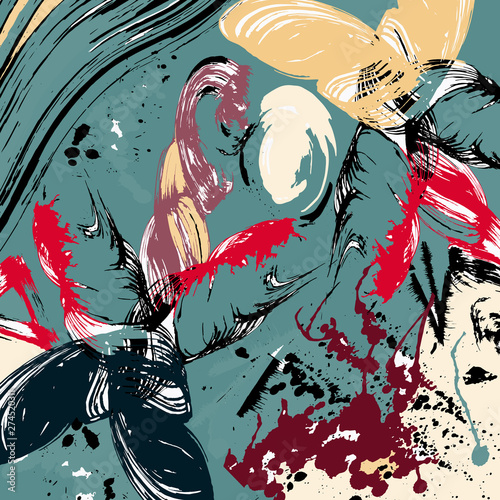 Abstract geometric colored background in the style of graffiti. Qualitative illustration for your design