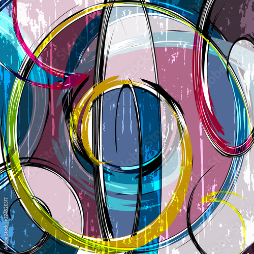 Abstract geometric colored background in the style of graffiti. Qualitative illustration for your design