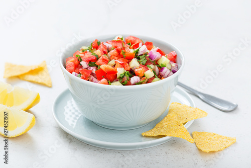 Valokuva Homemade pico de gallo with tomatoes, peppers, jalapenos and red onions