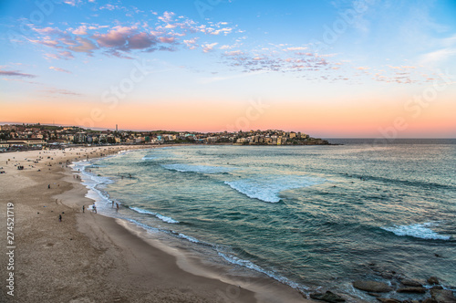 Quite evening at Bondi Beach in Sydney after the sun has set.