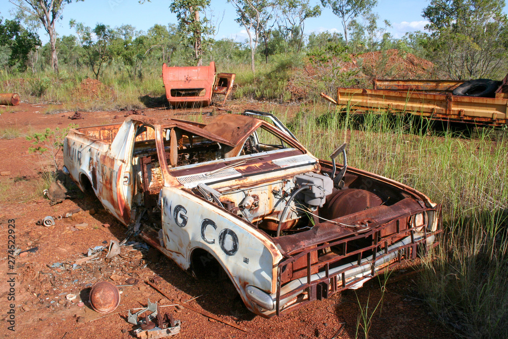 Vintage car wrecks in Australian Outback