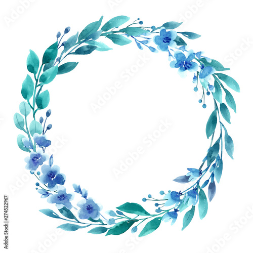 Watercolor floral vector wreath