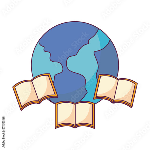 textbooks open with planet earth