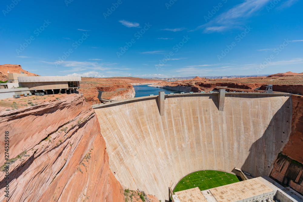 Morning sunny view of the famous Hoover Dam Morning sunny view of the famous Hoover Dam