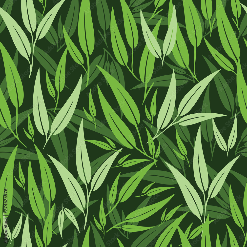 Beautiful vector green botanical leaf seamless