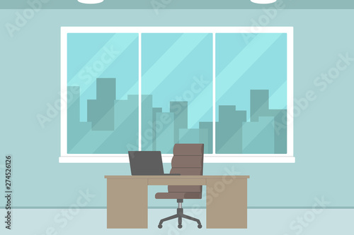 City office interior. No people. Vector illustration.