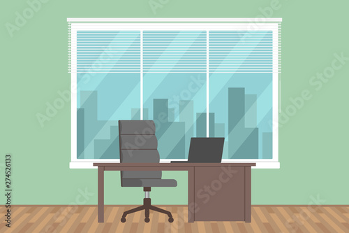 Office interior. Nobody. Vector illustration.