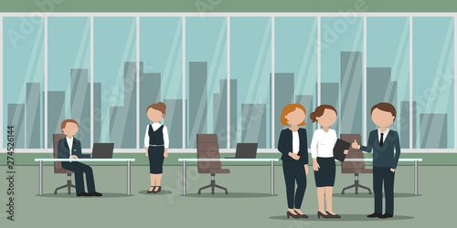 Office staff. Working day routine. Vector illustration.
