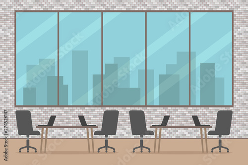 Office interior. Empty meeting room. Vector illustration.