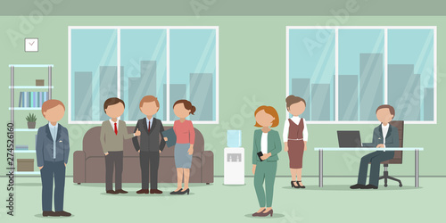 Office people. Working day routine. Vector illustration.