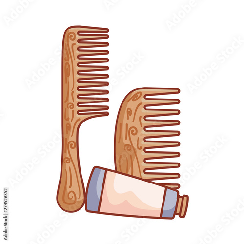 hair combs wooden with tube bottle