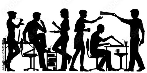 Pizza lunch office silhouette
