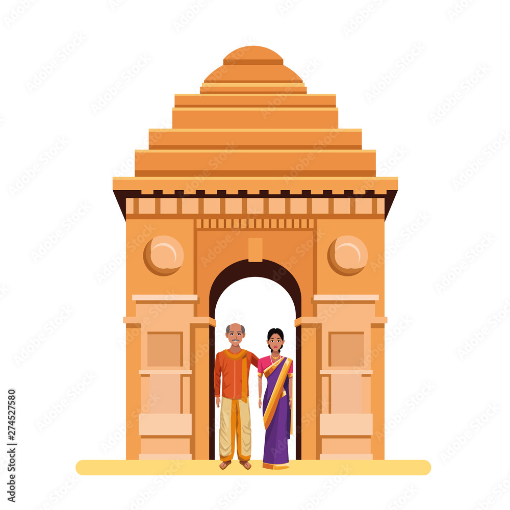 Fototapeta premium indian couple avatar cartoon character