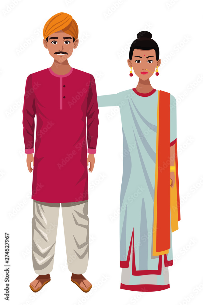 indian couple avatar cartoon character indian couple avatar cartoon character