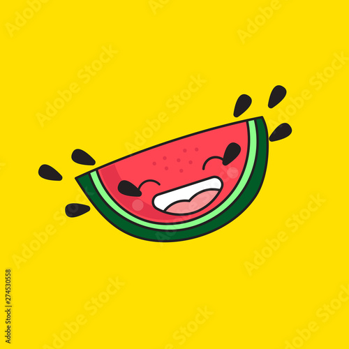 Cartoon watermelon crying with laughter
