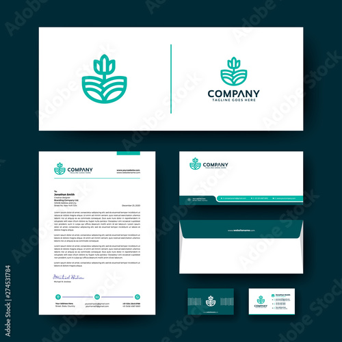 Corporate business stationery template with premium logo. Editable corporate identity template design with envelope, business card, and letterhead.