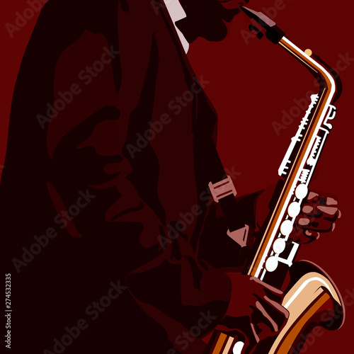 abstract music illustration with saxophone player