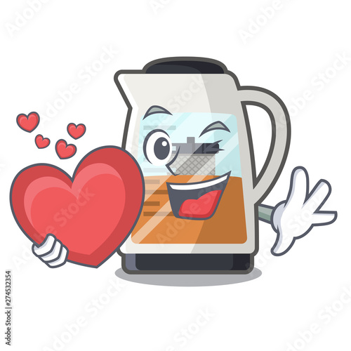 With heart tea maker is served in cartoon bottle photo