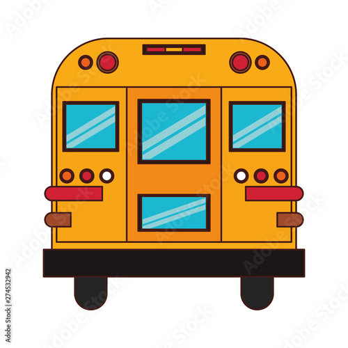 School bus backview isolated cartoon