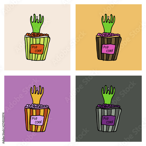 Cartoon zombie hand. Vector clip art illustration .