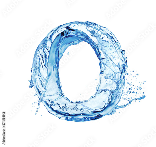 letter O made of water splash isolated on white background