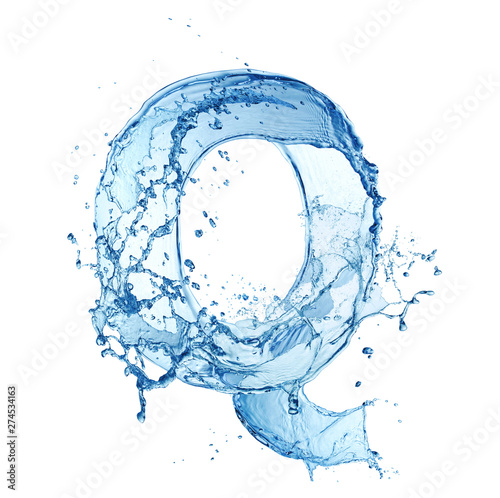 letter Q made of water splash isolated on white background