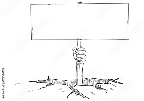  human hand drowning holding banner