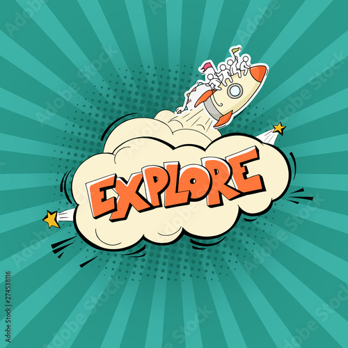 Pop art illustration with word Explore