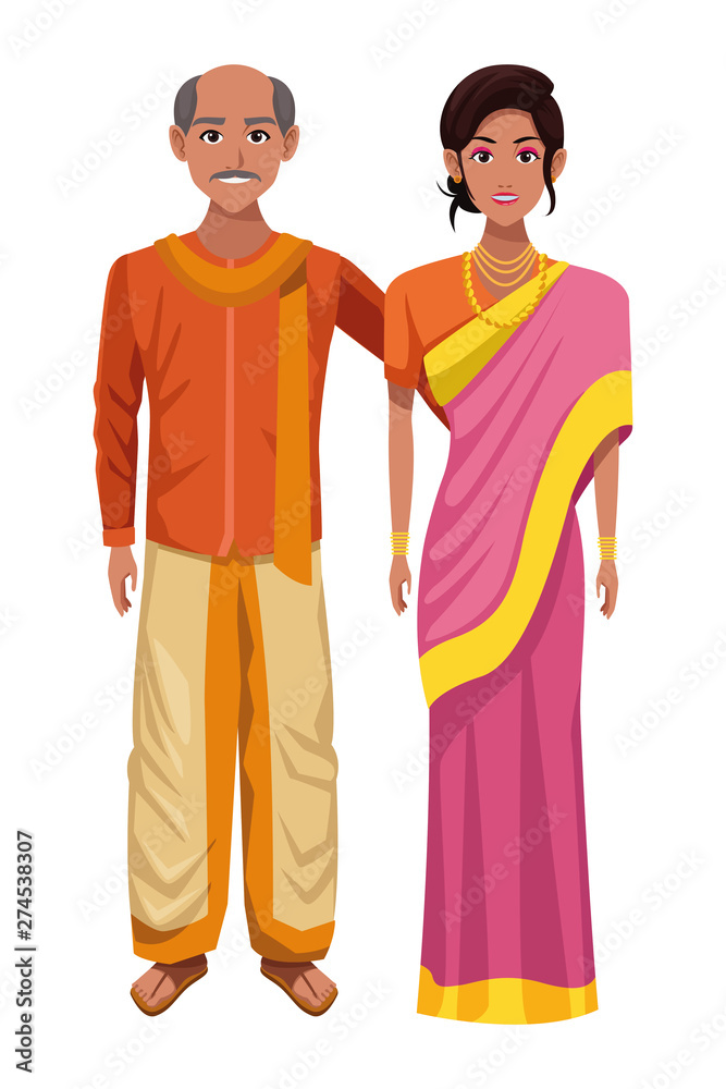 indian couple avatar cartoon character indian couple avatar cartoon character