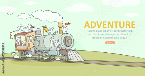  background with little people on train.