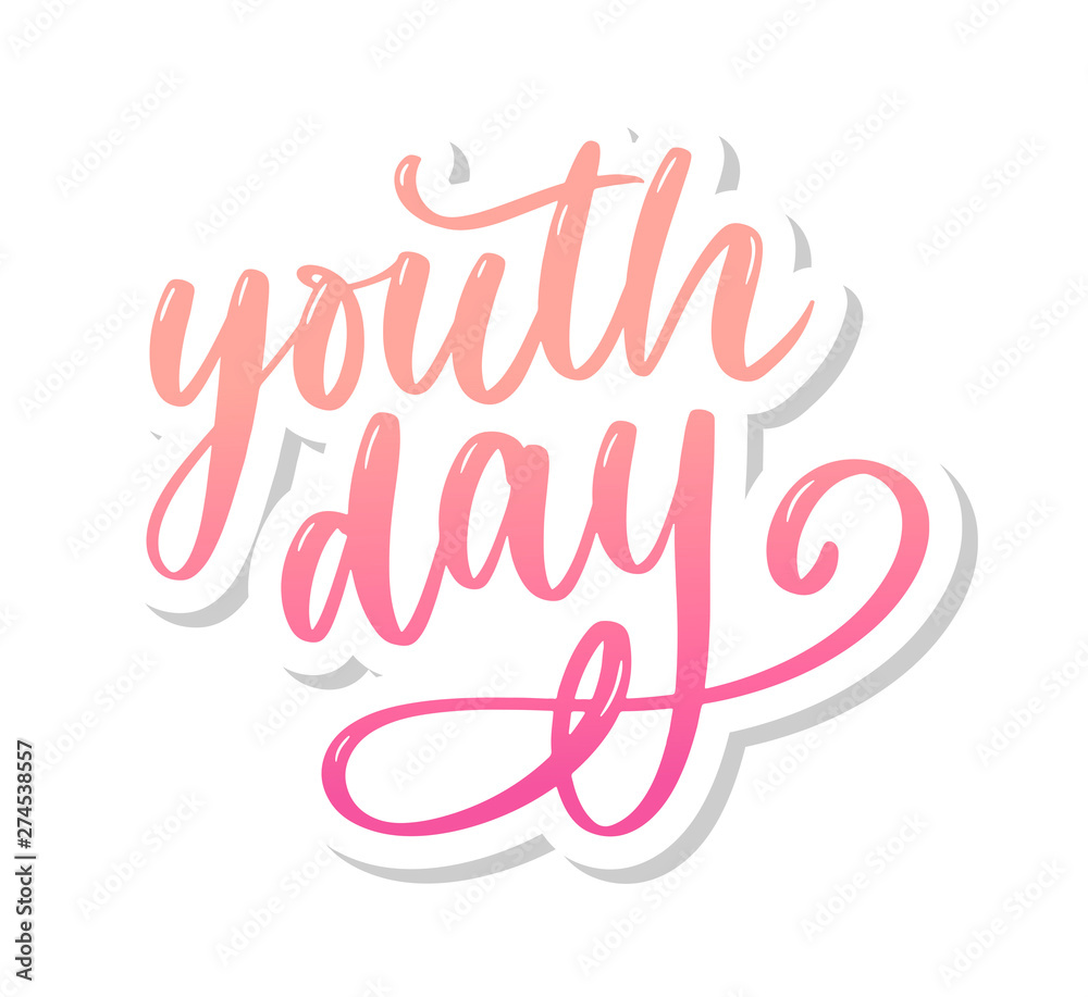Lettering of International youth day yellow background slogan