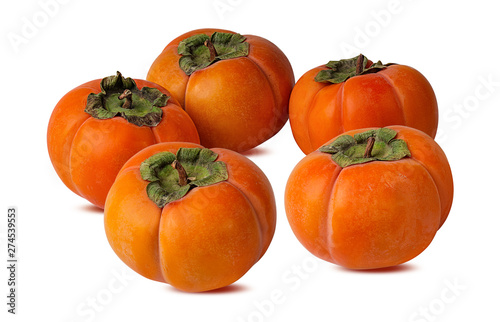 Fresh persimmon isolated on white background with clipping path