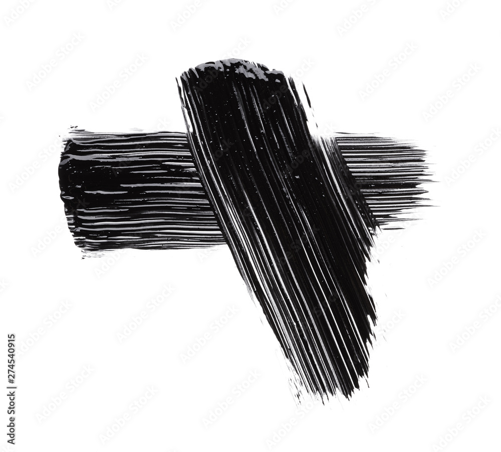 Black strokes and texture mascara or acrylic on a white background Black strokes and texture mascara or acrylic on a white background
