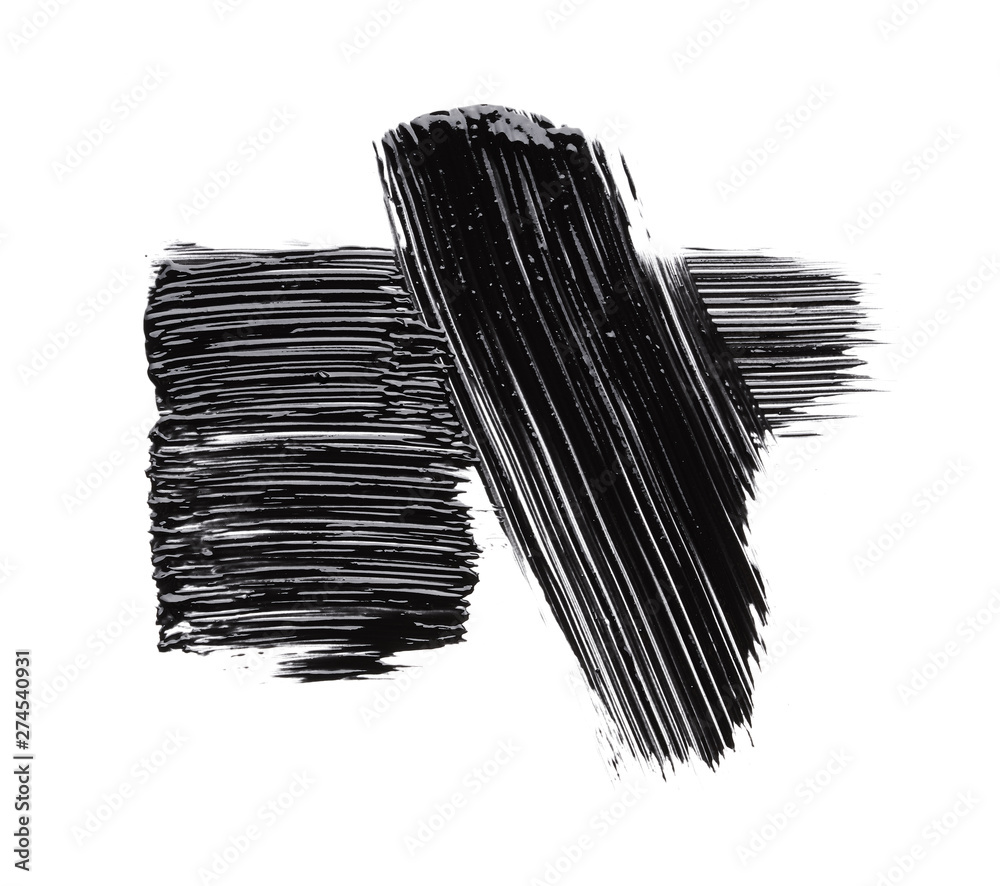 Black strokes and texture mascara or acrylic on a white background Black strokes and texture mascara or acrylic on a white background