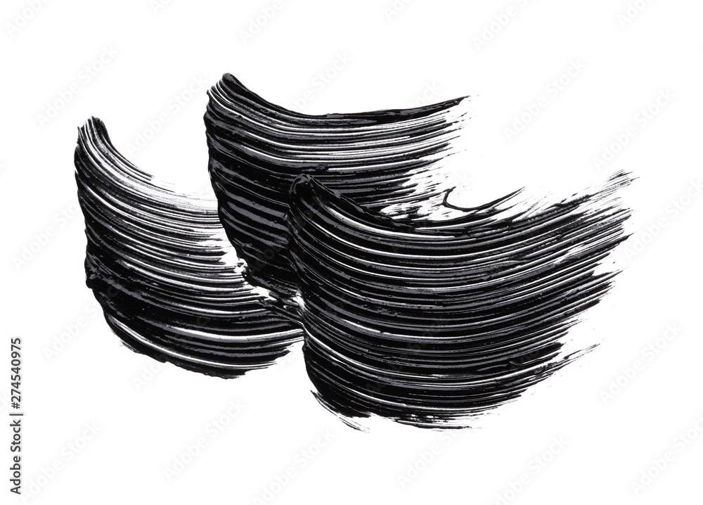 Black strokes and texture mascara or acrylic on a white background Black strokes and texture mascara or acrylic on a white background
