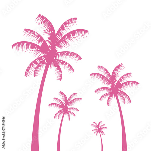 pink background tropical palms icon vector ilustration