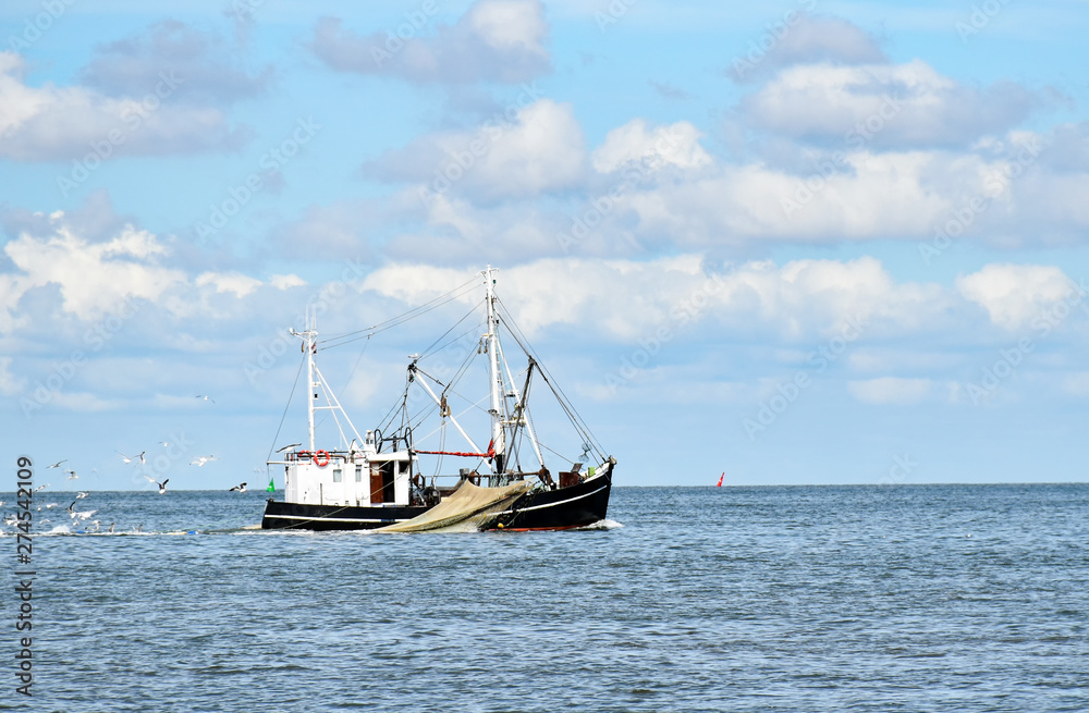 Fishing in the North Sea near Büsum in North Frisia (Germany)
