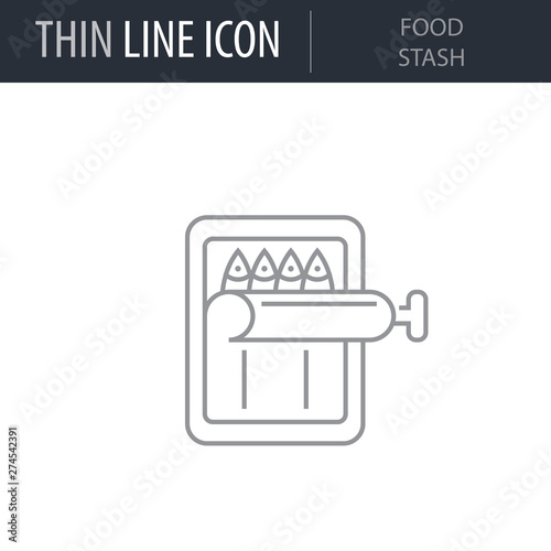 Symbol of Food Stash. Thin line Icon of Outdoor Recreation. Stroke Pictogram Graphic for Web Design. Quality Outline Vector Symbol Concept. Premium Mono Linear Beautiful Plain Laconic Logo