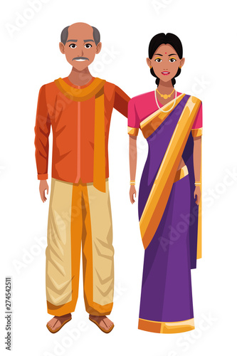 indian couple avatar cartoon character