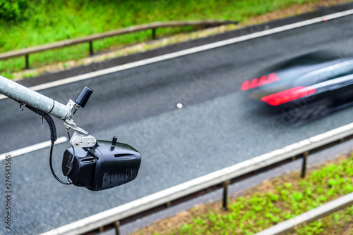average speed traffic monitor camera over UK Motorway