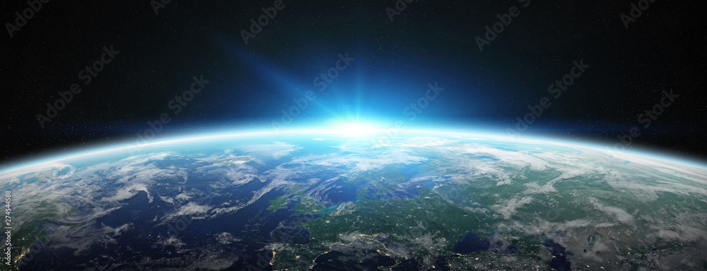 Fototapeta premium View of blue planet Earth in space 3D rendering elements of this image furnished by NASA