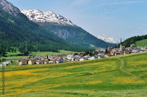Tableau sur toile Bergdorf Zuoz, Engadin, Graubünden, Schweiz