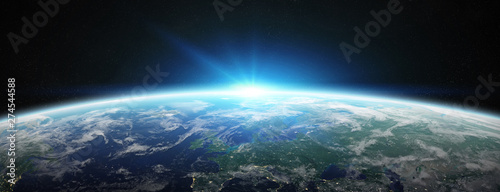 Fototapeta Naklejka Na Ścianę i Meble -  View of blue planet Earth in space 3D rendering elements of this image furnished by NASA