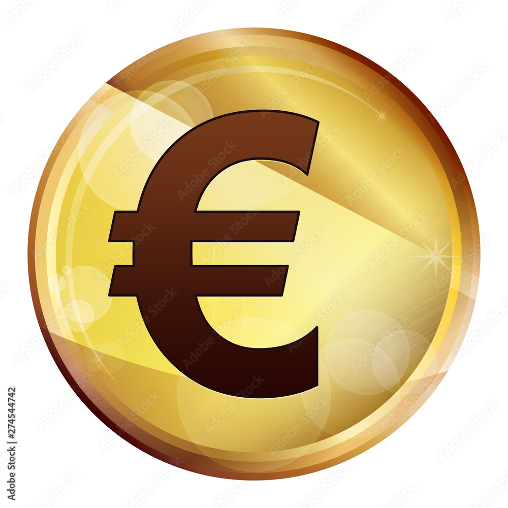 Fototapeta premium Euro sign icon Abstract Brown Round Button