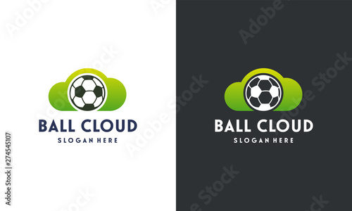 Ball Cloud logo designs concept vector, Soccer Football logo symbol