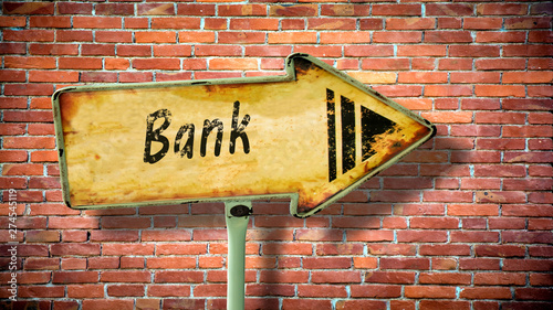 Fotografie Street Sign to Bank