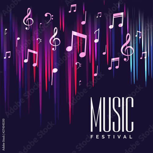 music festival poster design with colorful notes