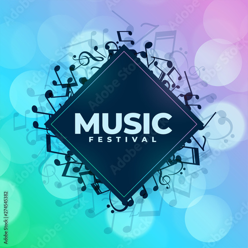 music festival background with notes frame