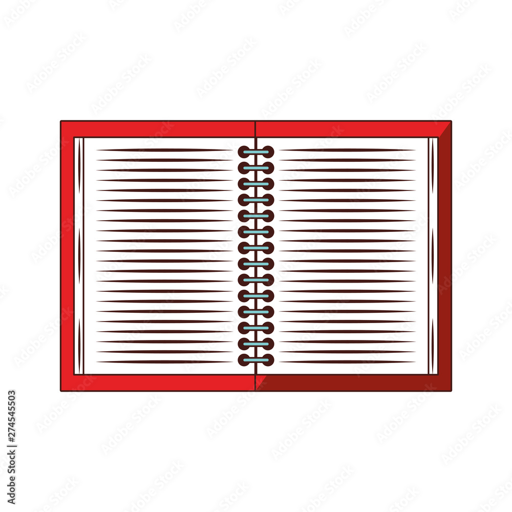 Notebook school open isolated cartoon Notebook school open isolated cartoon